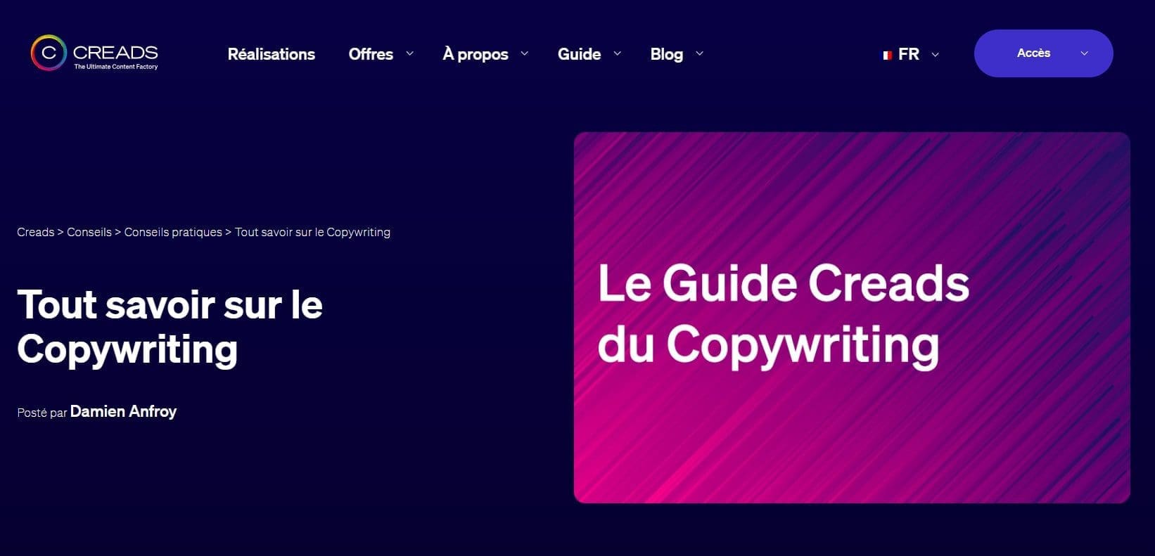 Quelles sont les meilleures ressources gratuites pour apprendre le copywriting ? 2 Creads.com – Damien Anfroy