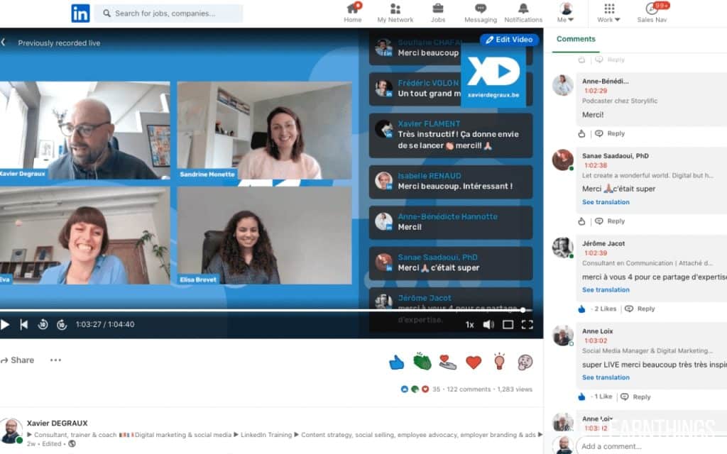 LinkedIn Live actuellement