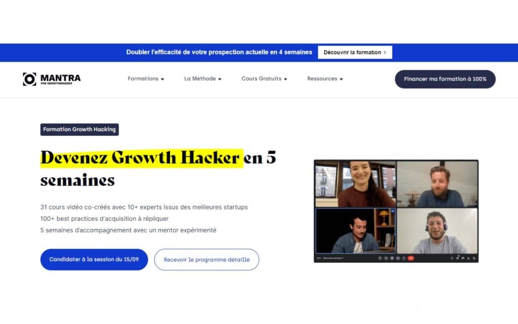 Devenez Growth Hacker en 4 semaines – Mantra