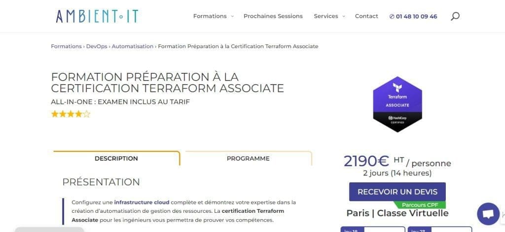Les 4 Meilleures Formations pour la Certification Terraform en 2026 1 Ambient it Formations pour la certification Terraform