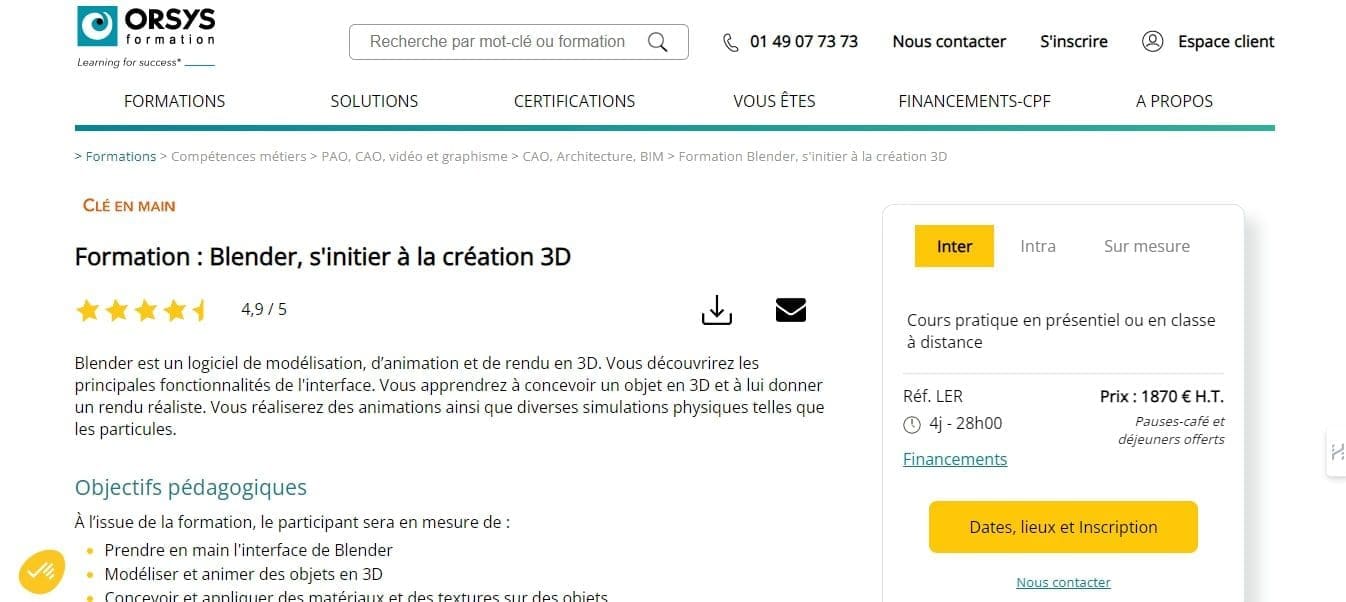 Les 7 Meilleures Formations Blender en 2026 6 Orsys Formations Blender