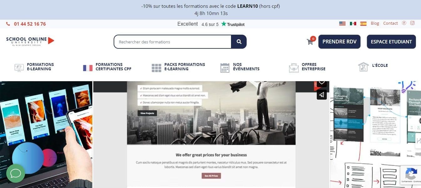 School Online University Formations UX Design