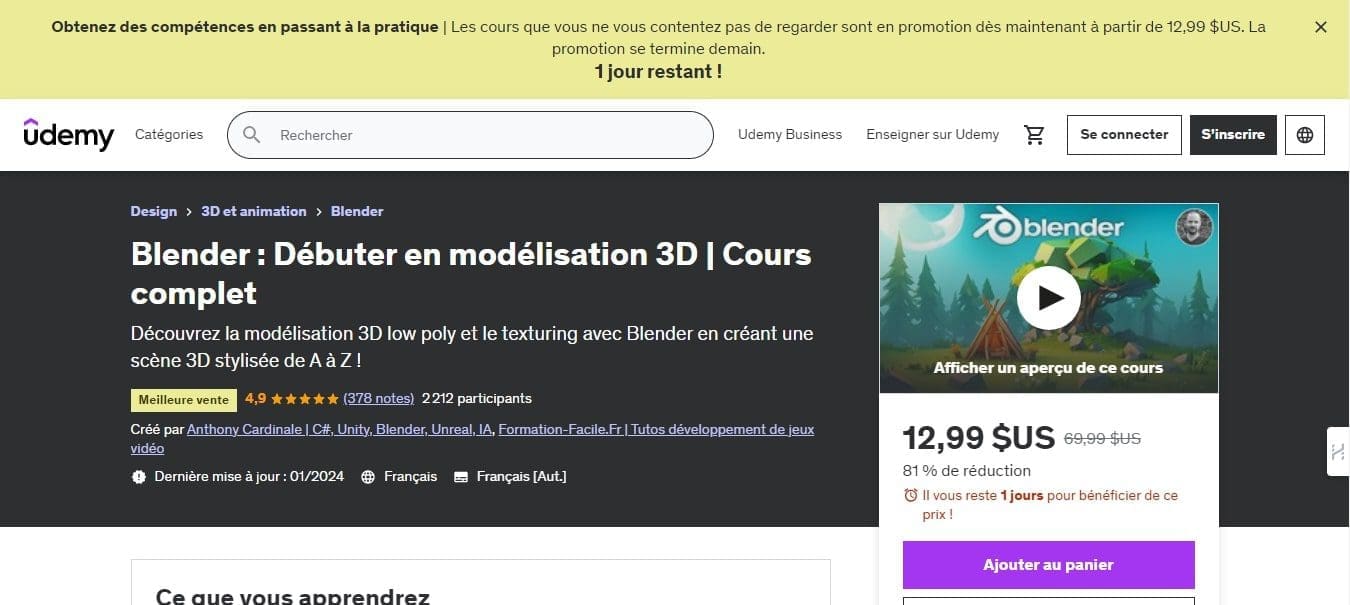 Les 10 Meilleures Formations 3D en 2026 6 Udemy Formations 3D-01