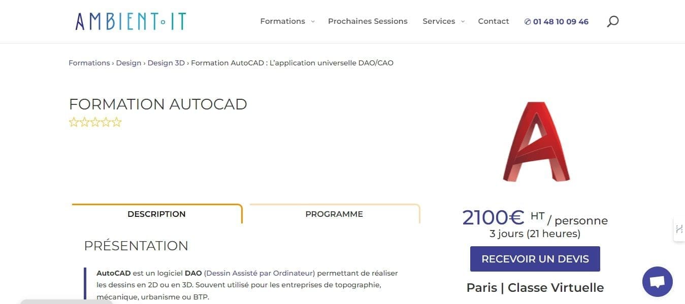 Les 7 Meilleures Formations AutoCad en 2026 2 Ambient it Formations AutoCad