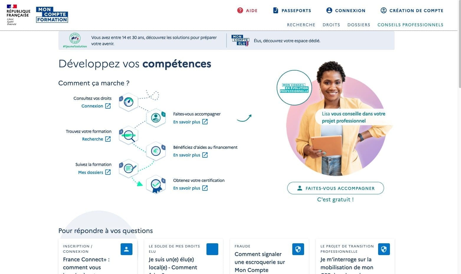 mon compte formation page daccueil