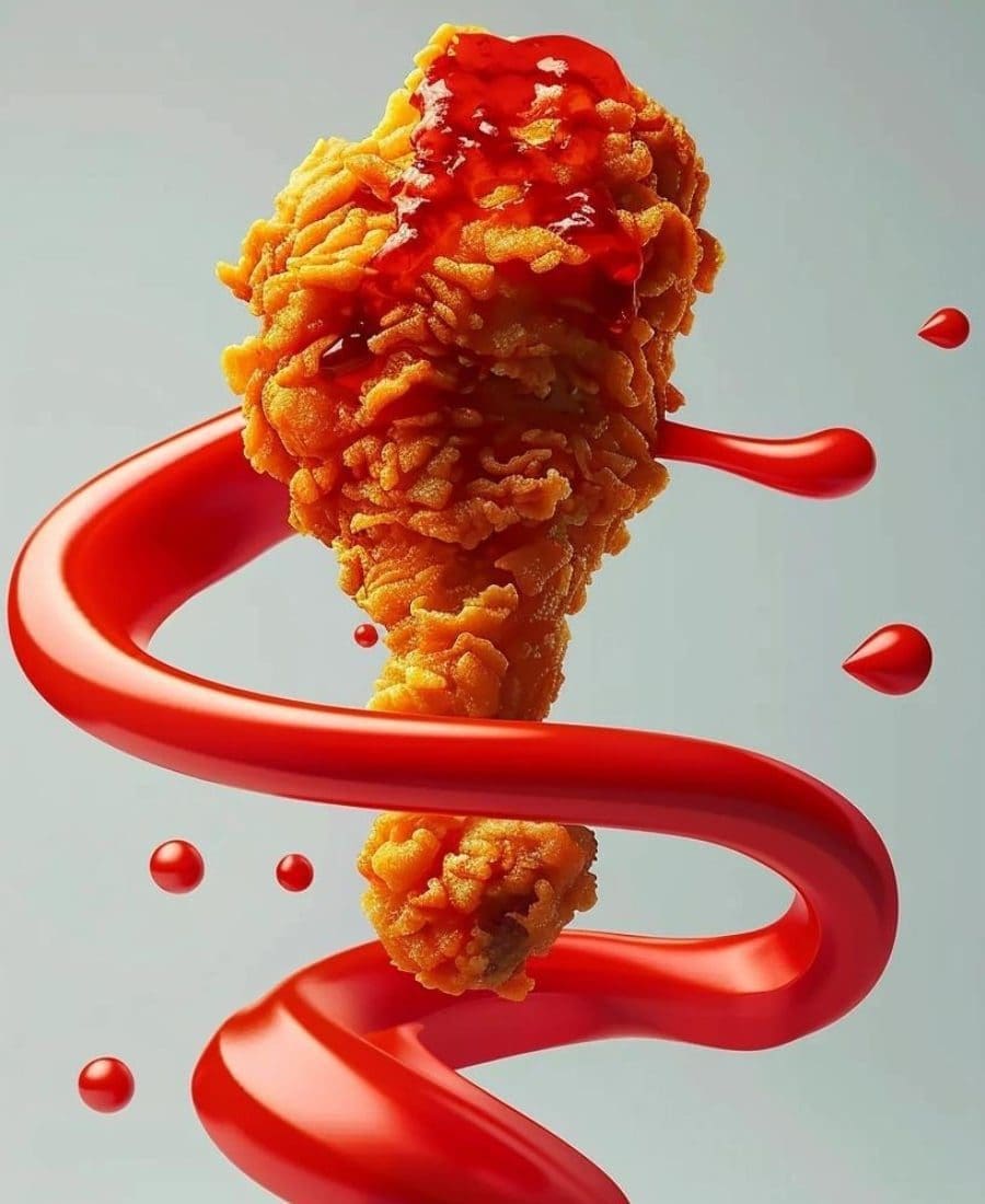 Fried Chicken Nugget with Ketchup Commercial