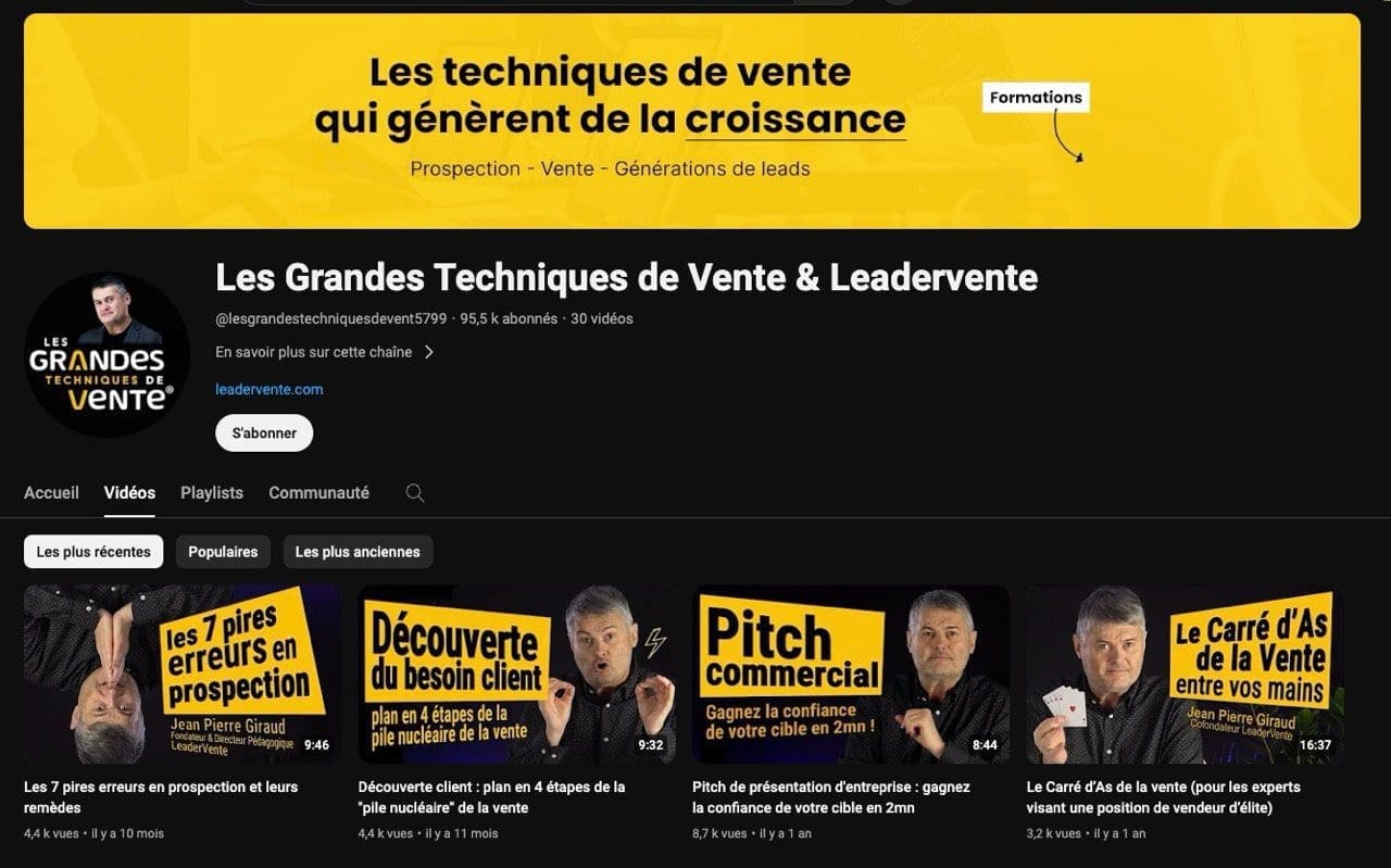 chaine Les Grandes Techniques de Vente Leadervente Grande