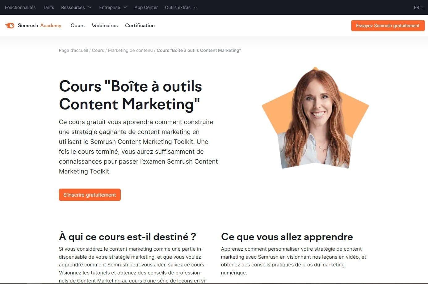 Boite a outils Content Marketing de Semrush