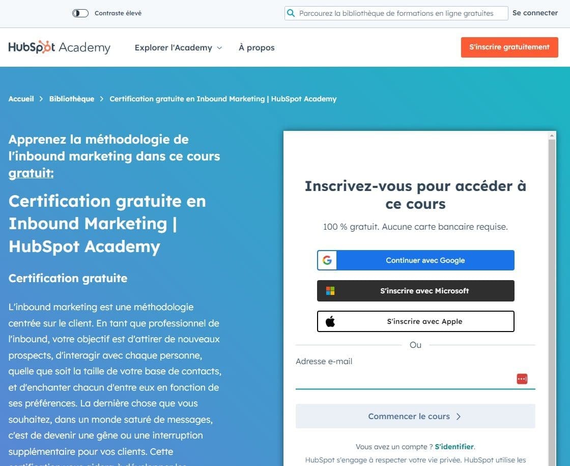 Certification gratuite en Inbound Marketing de HubSpot Academy