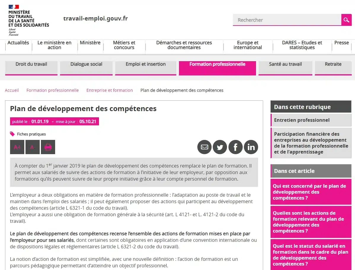 Quels sont les dispositifs pour financer votre formation en France ? 2 LE PLAN DE DEVELOPPEMENT DES COMPETENCES DE LENTREPRISE