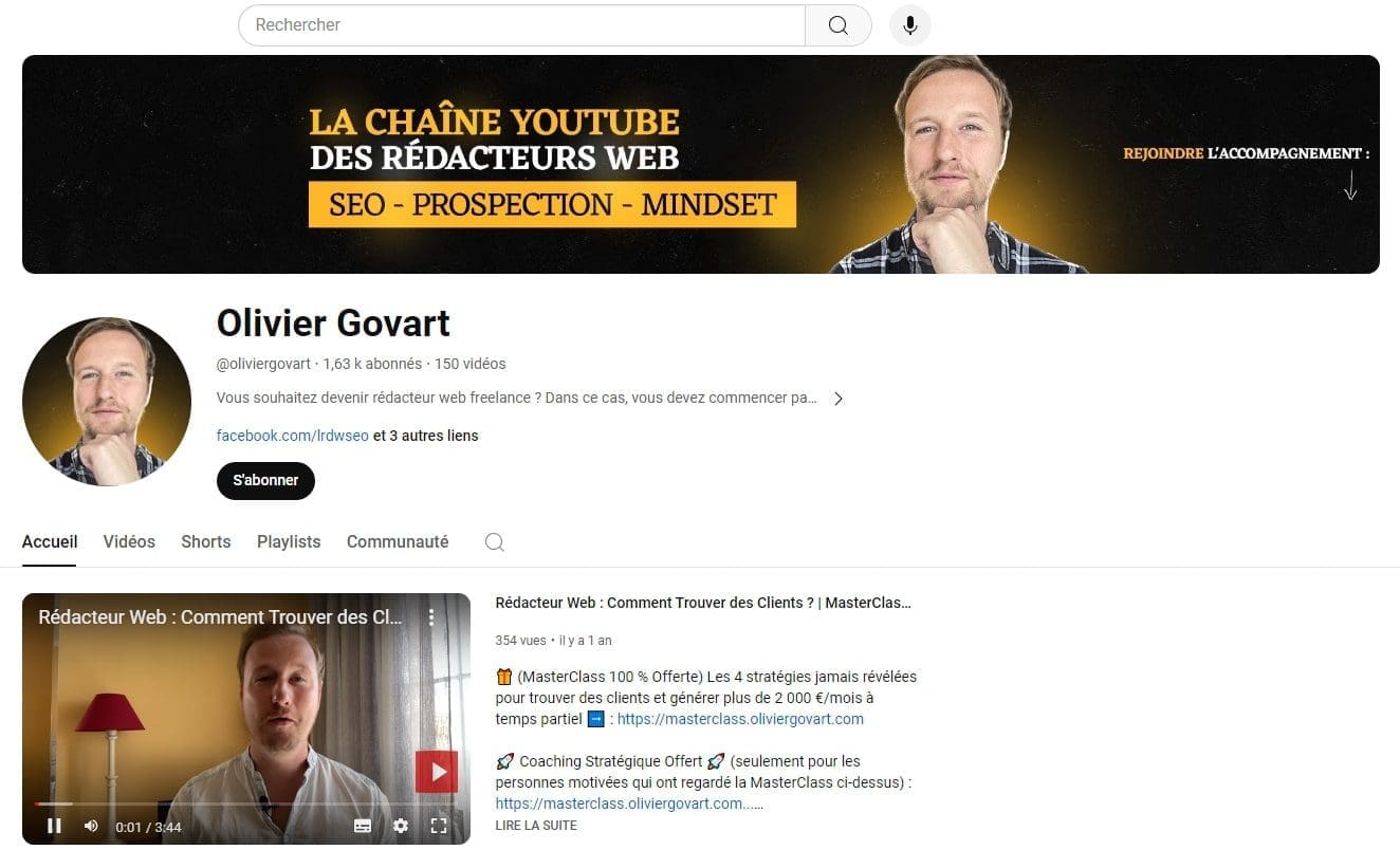 5 chaînes Youtube pour apprendre à Rédiger du contenu 5 Olivier Govart