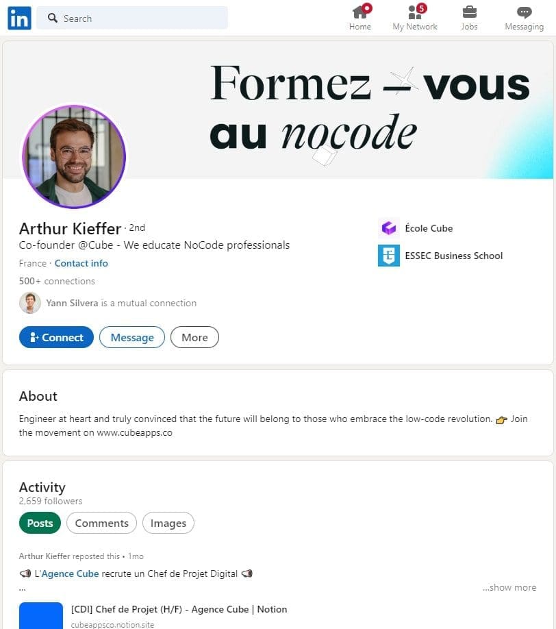 Qui sont les experts et influenceurs dans le No Code à suivre en France ? 13 Arthur Kieffer