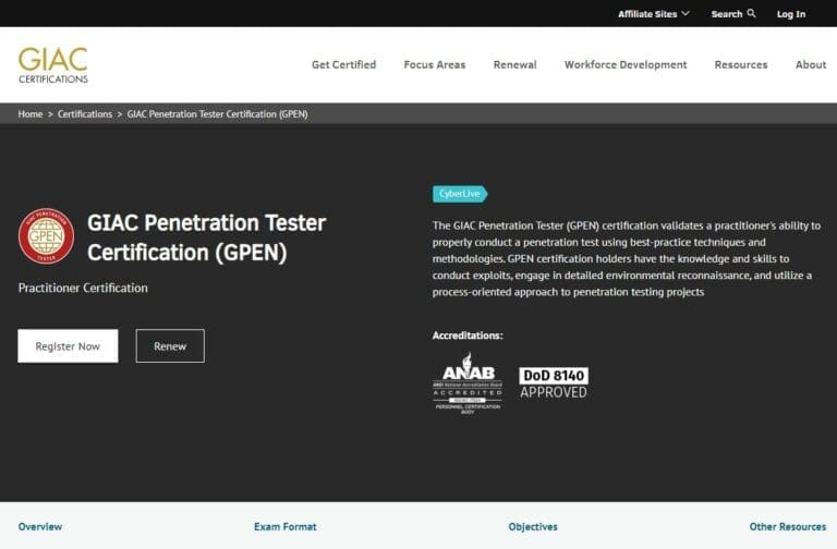Certification pentest : le classement complet des certifications Ă passer en 2026 6 Logo de la certification GPEN GIAC Penetration Tester