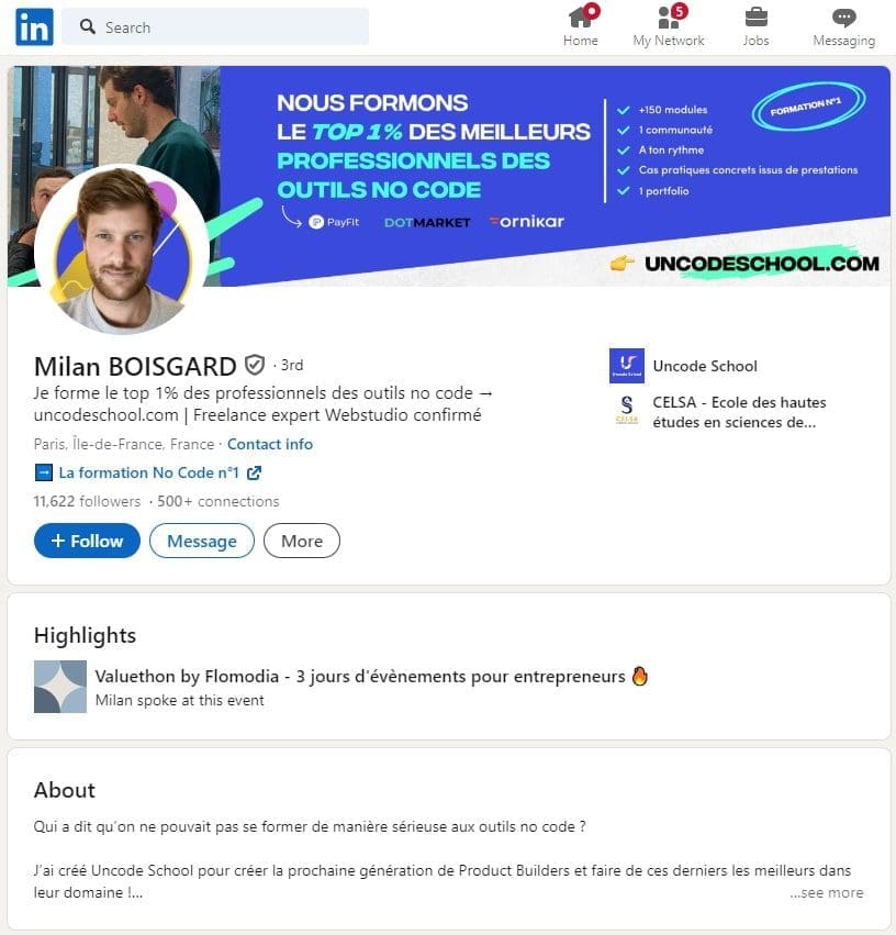 Qui sont les experts et influenceurs dans le No Code à suivre en France ? 16 Milan BOISGARD