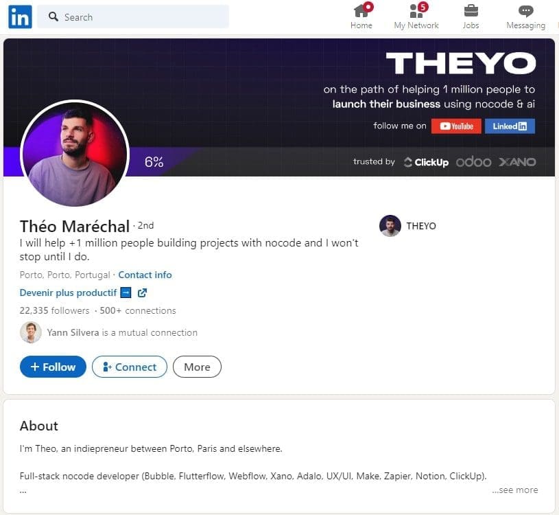 Qui sont les experts et influenceurs dans le No Code à suivre en France ? 14 Theo Marechal