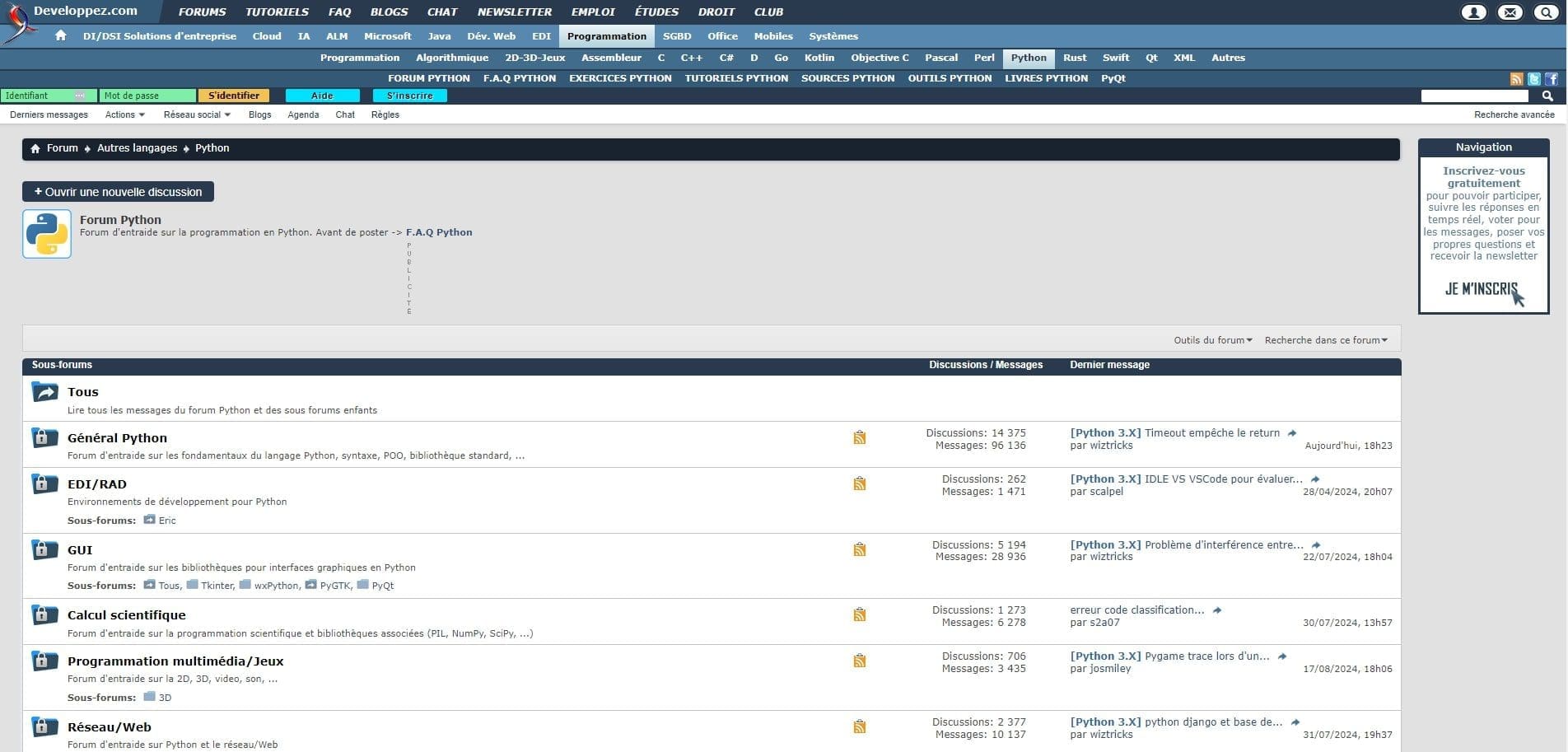 Forum Python sur Developpez.net