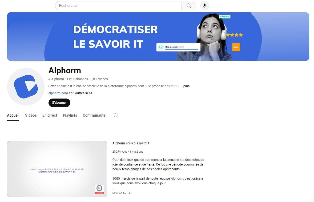 7 chaînes YouTube pour maîtriser le Cloud Computing 4 Alphorm – Apercu professionnel des technologies IT et du cloud