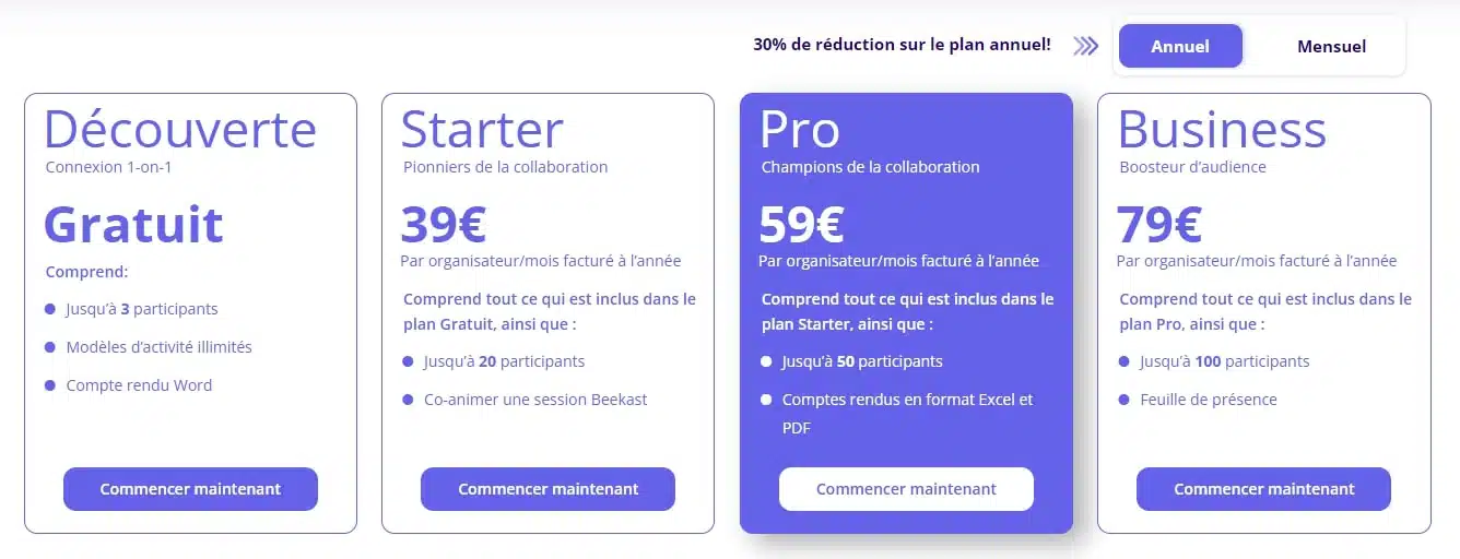 Beekast La plateforme tout en un pour animer des reunions et formations interactives Tarifs 1