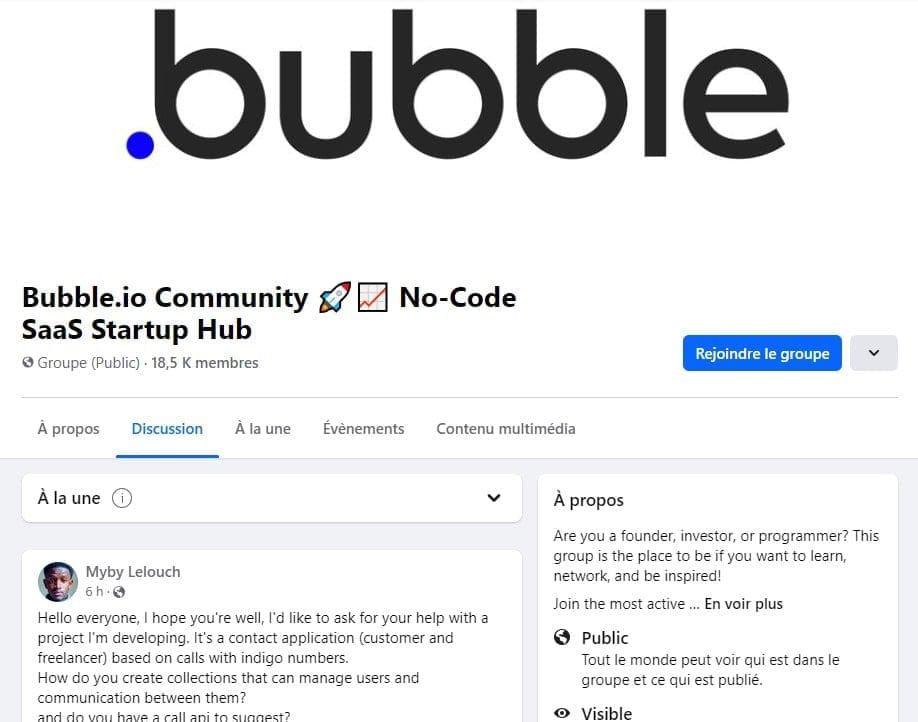 5 communautés à rejoindre pour mieux se former à Bubble 5 Bubble.io Community No Code SaaS Startup Hub