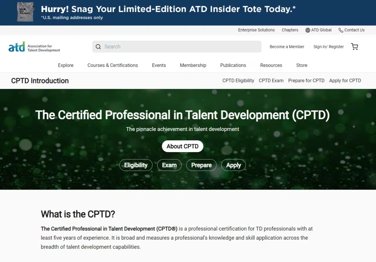 Les certifications disponibles pour le métier de Formateur 3 Certification Professionnel en Developpement des Talents CPTD Certification validant les competences en gestion et developpement des talents