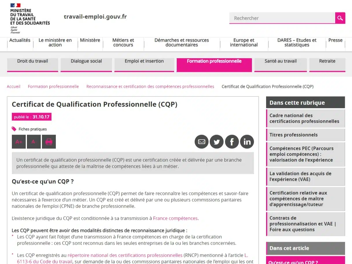 Les certifications disponibles pour le métier de Formateur 2 Certification de Qualification Professionnelle CQP Certifications specifiques a un secteur dactivite