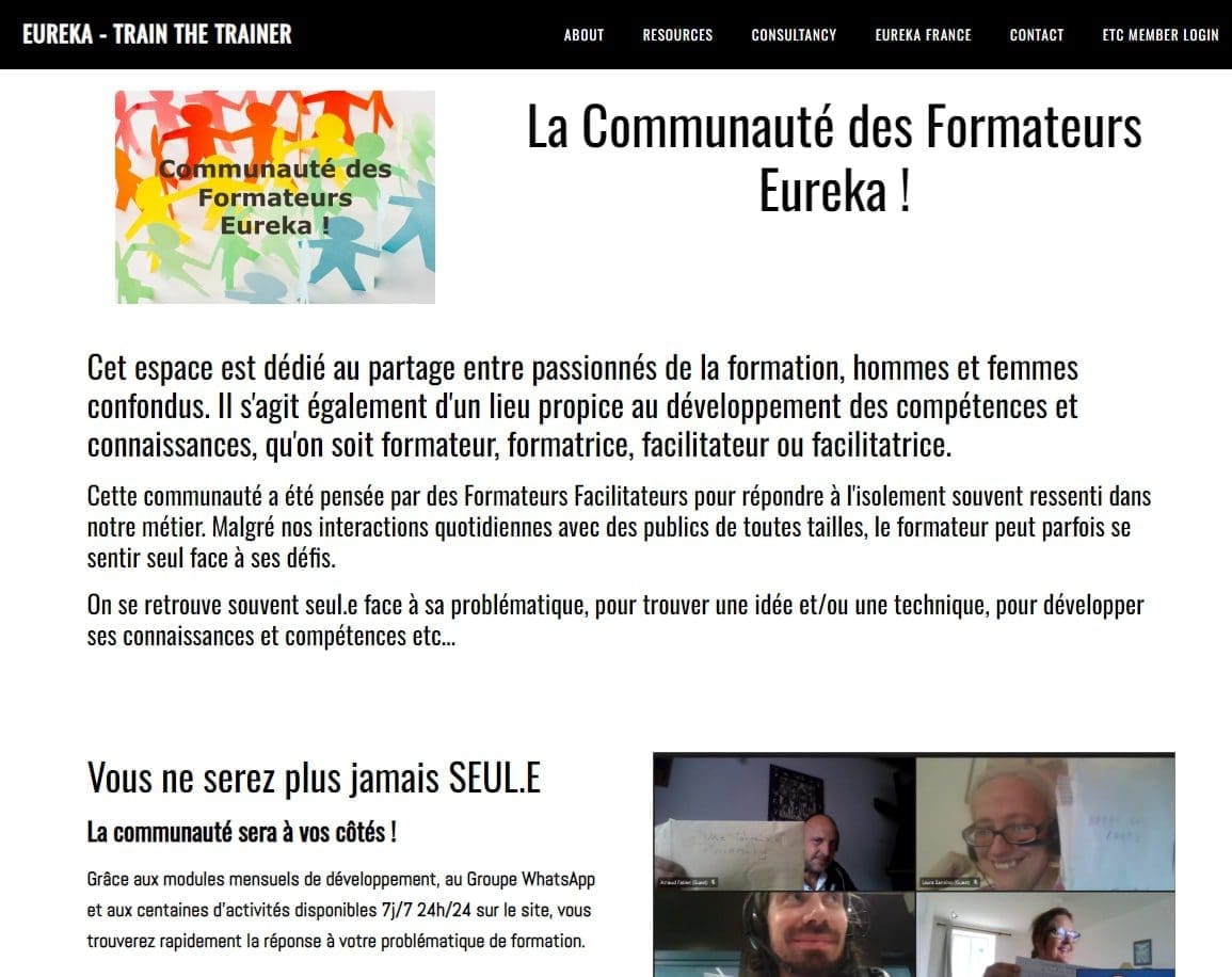 Communaute des Formateurs Eureka CFE Expertise et soutien entre formateurs