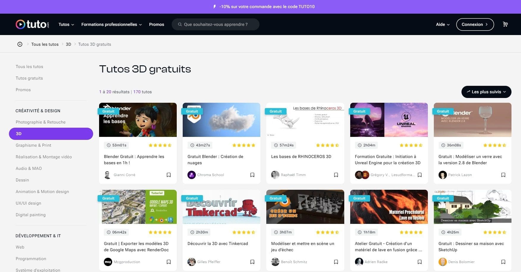 10 ressources pour vous former gratuitement à la 3D 10 Des tutos 3D gratuits sur tuto.com