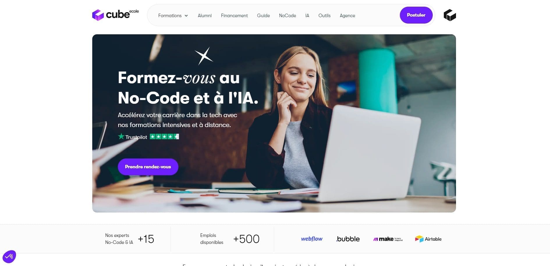 5 centres de formations pour se former à Bubble 1 Ecole Cube Maitrisez le No Code et lIA