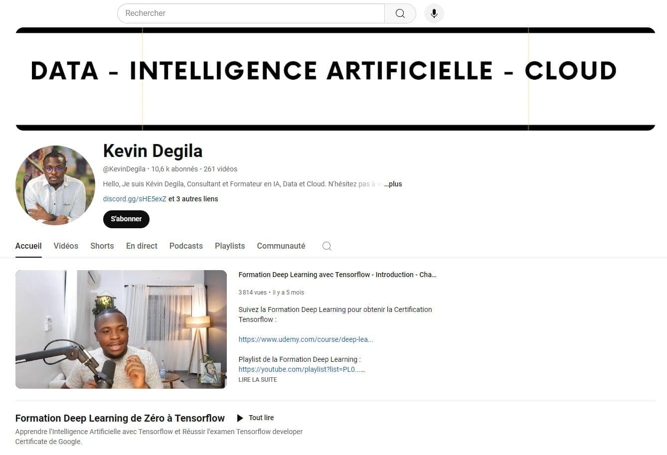 7 chaînes YouTube pour maîtriser le Cloud Computing 3 Kevin Degila – IA Data et Cloud par un consultant formateur