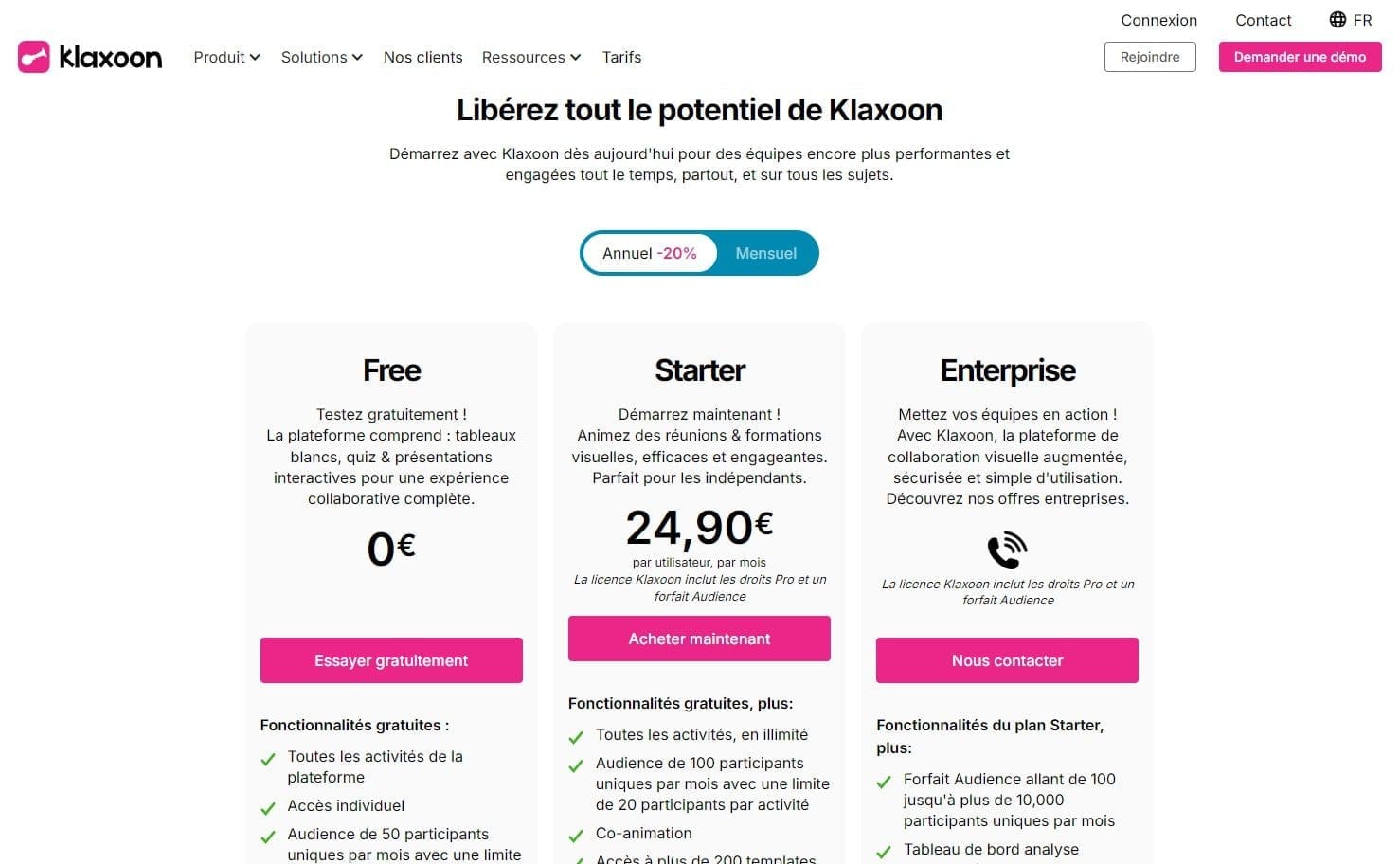 Les 10 meilleurs outils de classe virtuelle en 2026 2 Klaxoon La plateforme collaborative tout en un pour des reunions productives et engageantes Tarifs