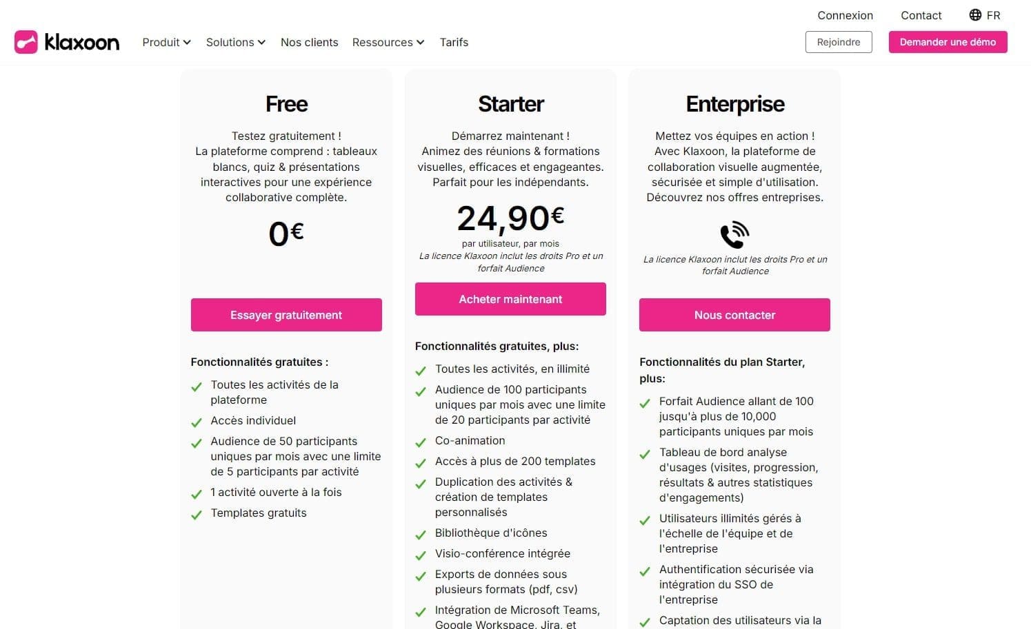 Les 10 meilleurs outils de formation à distance en 2026 2 Klaxoon Tarifs