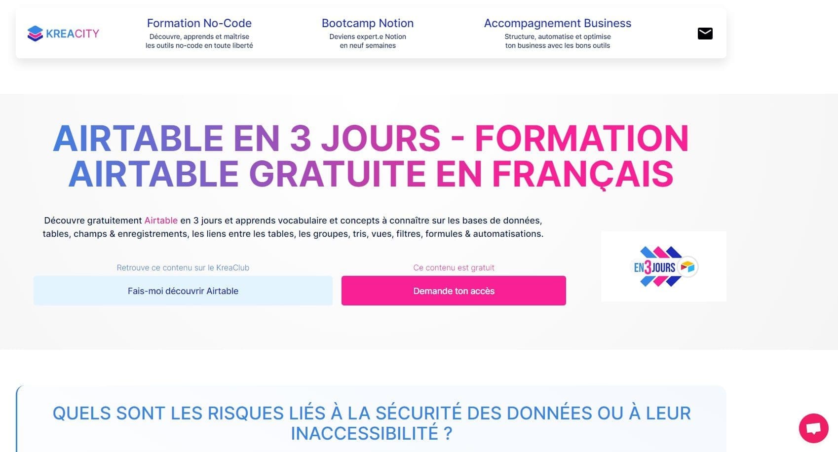7 ressources pour vous former gratuitement à Airtable 4 KreaCity Une formation gratuite pour decouvrir Airtable en 3 jours