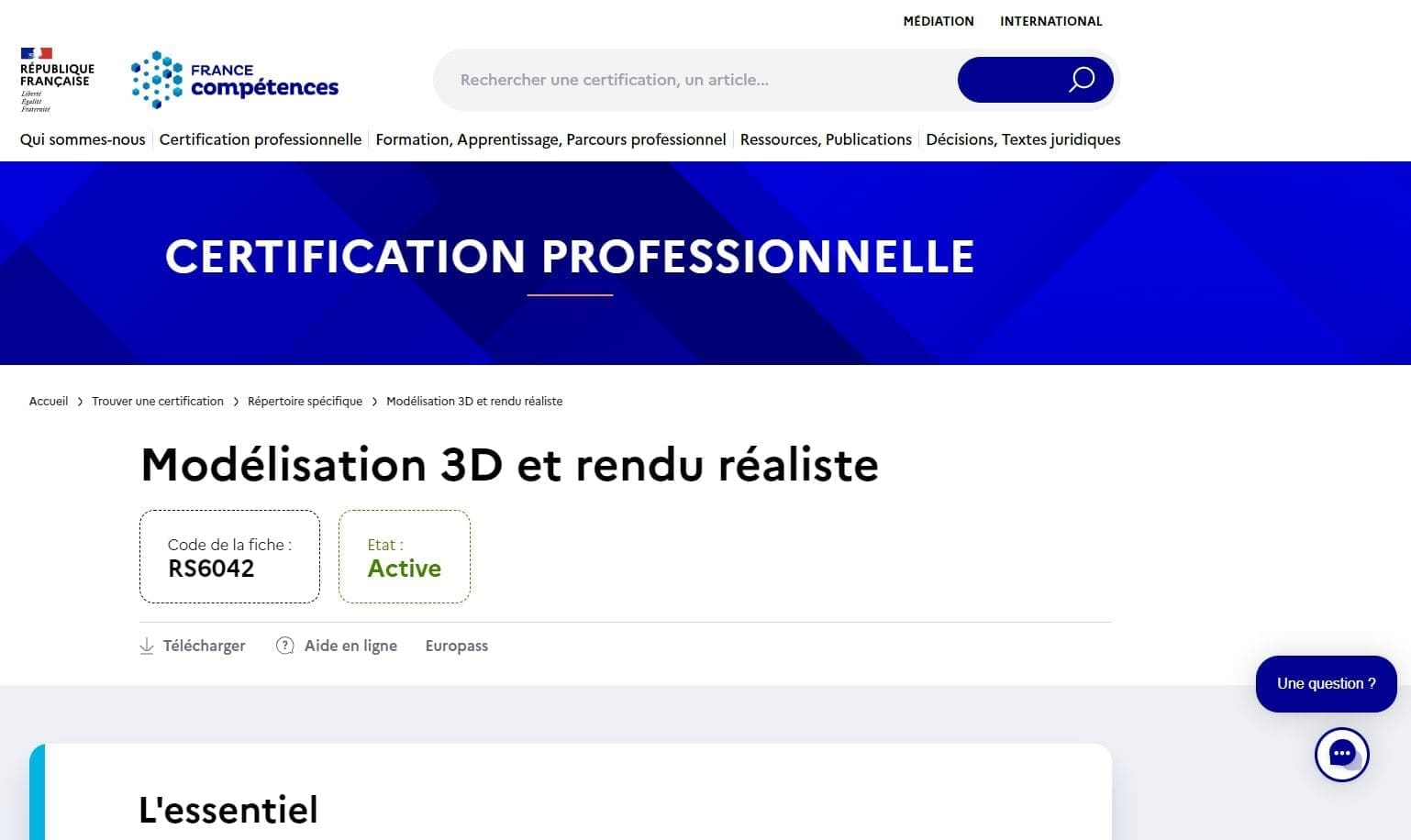 Quelles sont les certifications disponibles dans le secteur de la 3D ? 2 Modelisation 3D et rendu realiste