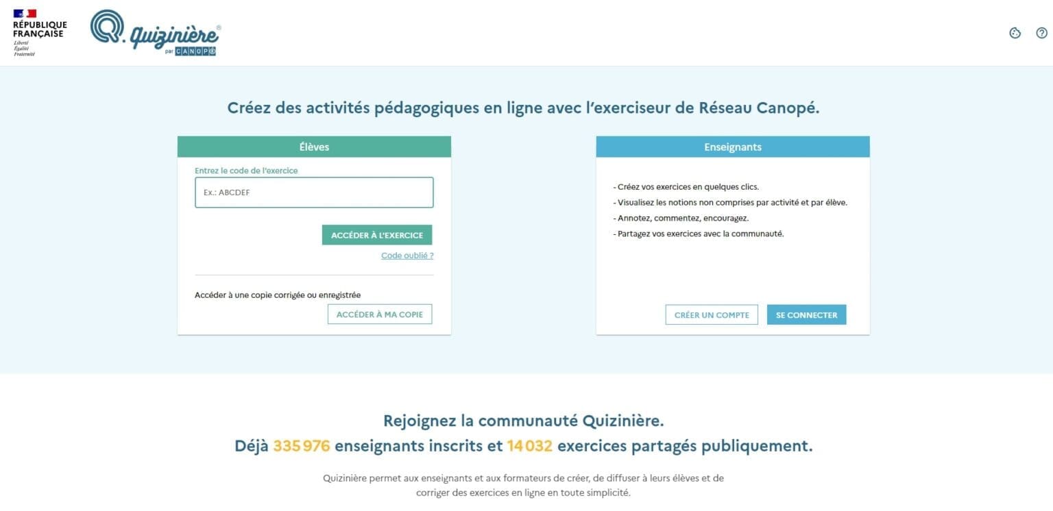 Quiziniere La plateforme gratuite pour créer et partager des exercices en ligne Quiziniere La plateforme gratuite pour creer et partager des exercices en ligne
