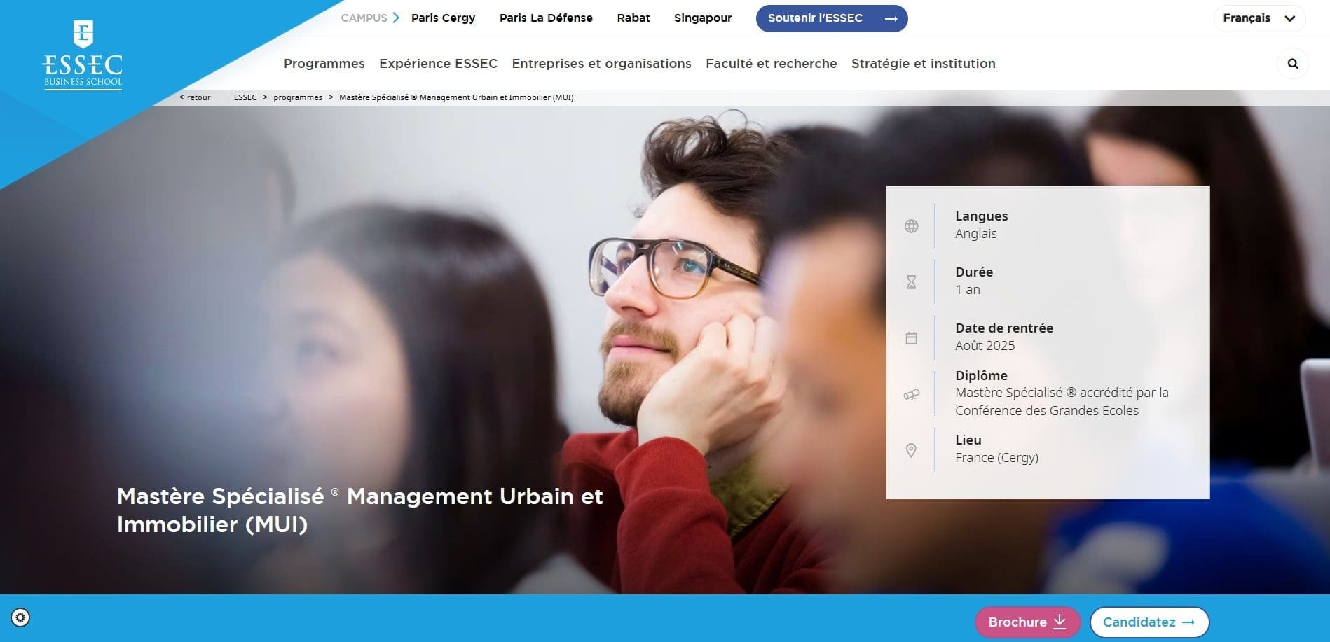 10 écoles ou se former à l'immobilier en France 4 ESSEC Business School – Mastere Specialise® Immobilier et Management de Projet