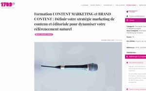 Formation Content Marketing et Brand Content – 1789.FR