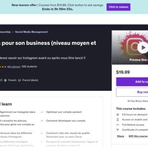 Instagram pour son business (niveau moyen et débutant) - Udemy