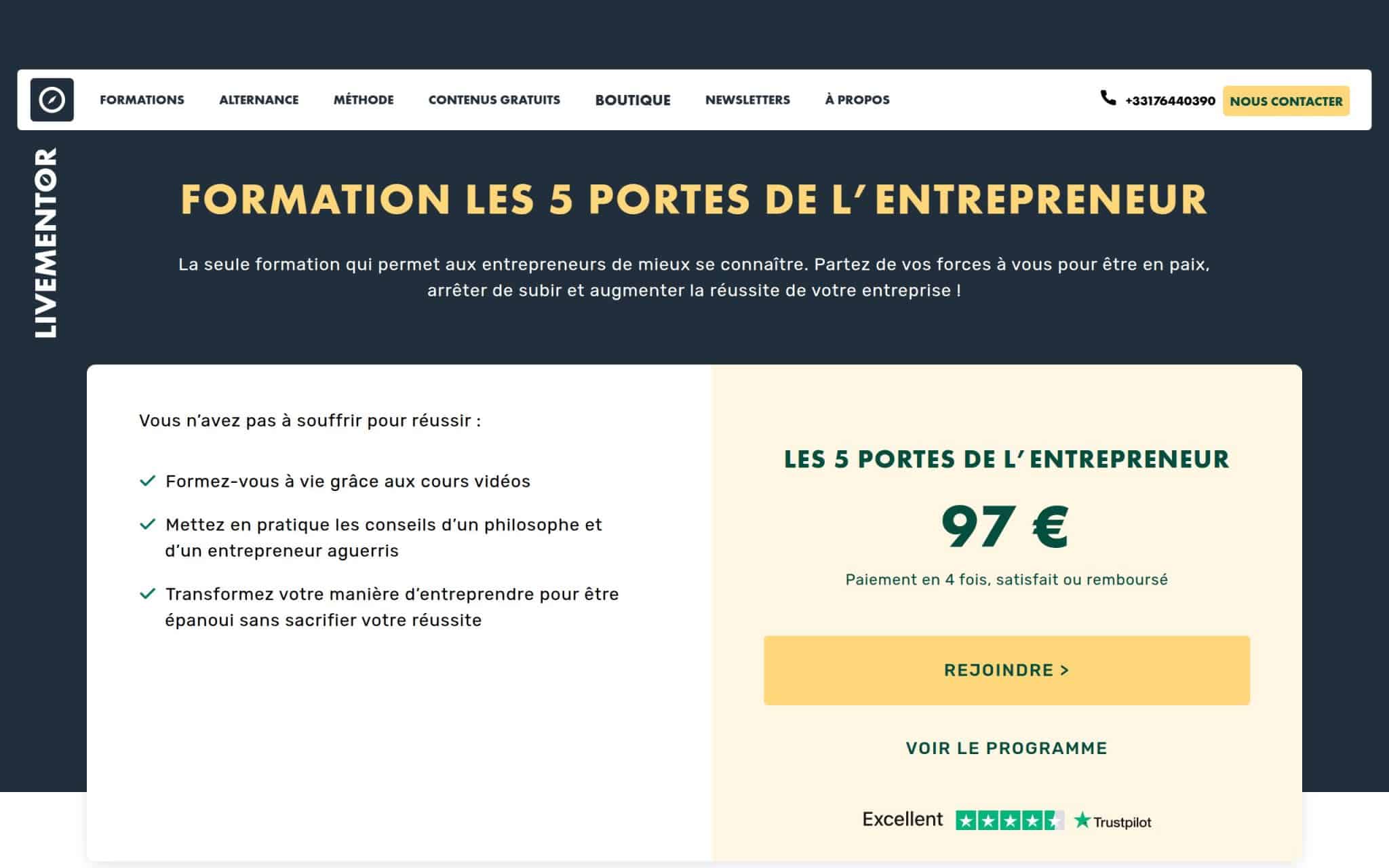 Formation Les 5 portes de lâentrepreneur - Livementor