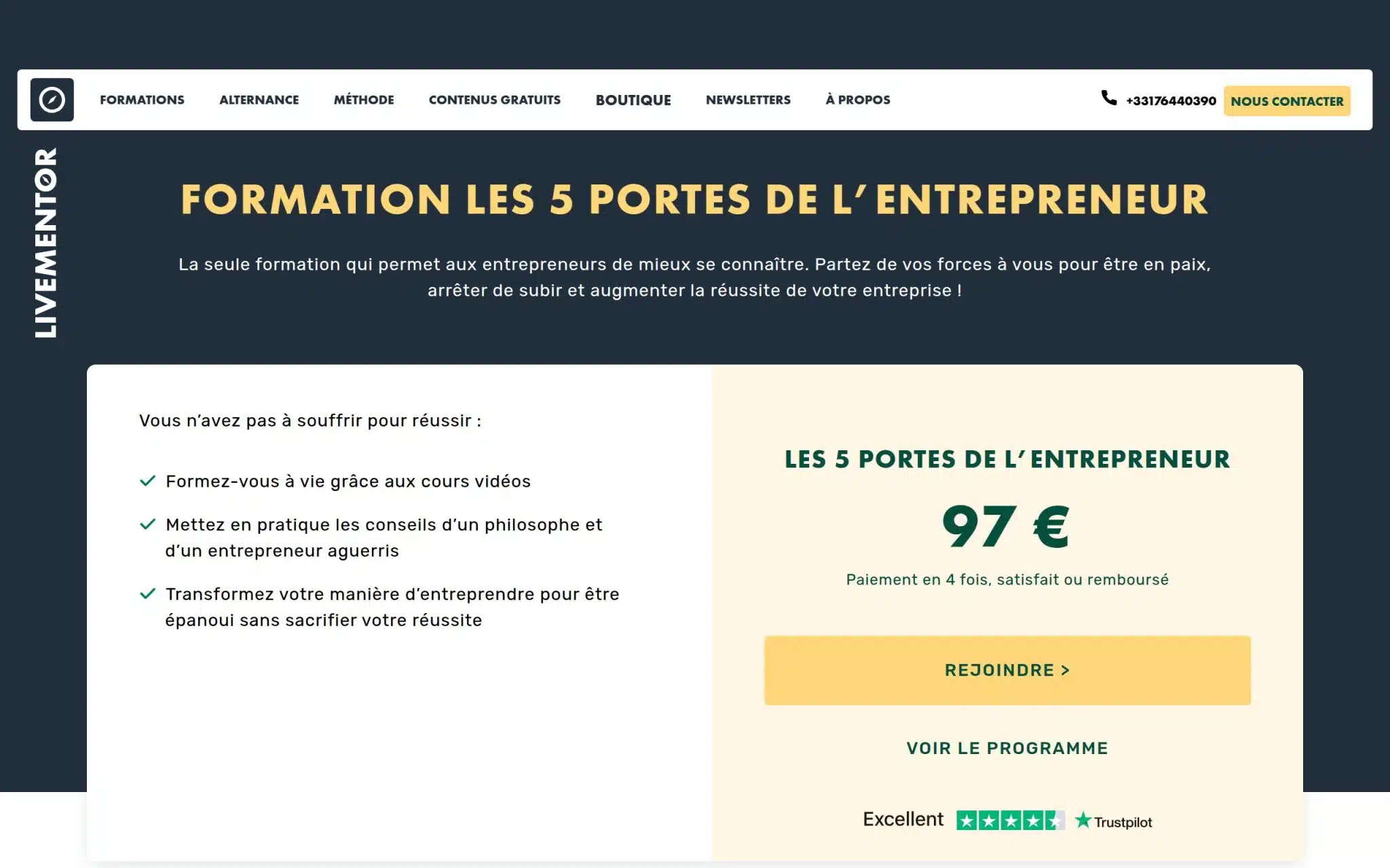 Formation Les 5 portes de lâentrepreneur - Livementor
