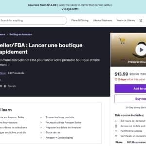 Amazon Seller/FBA : Lancer une boutique rentable rapidement - Udemy