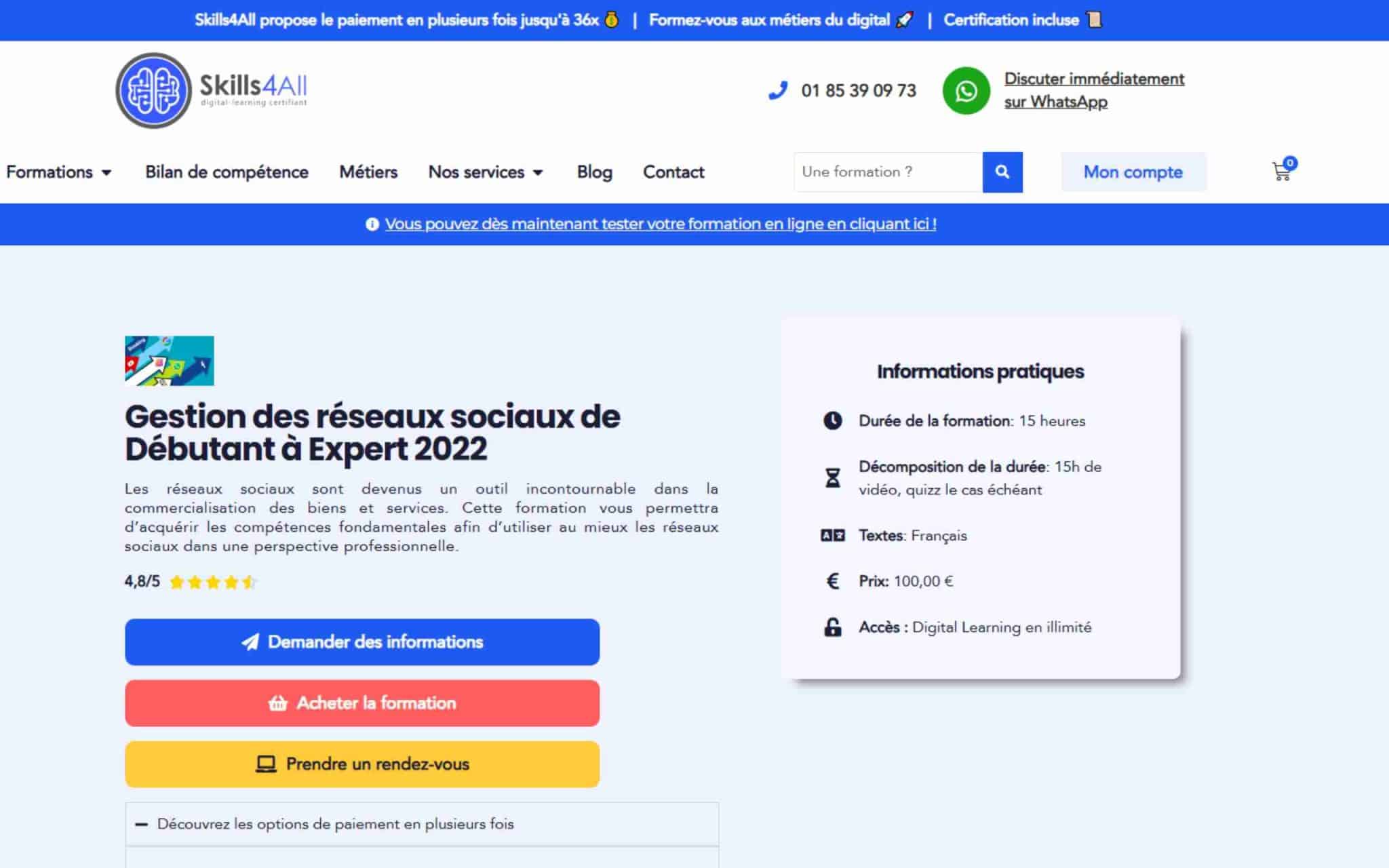 Formation Gestion des réseaux sociaux de Débutant à Expert 2022 - Skills4All