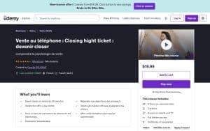 Vente au téléphone : Closing hight ticket : devenir closer - Udemy