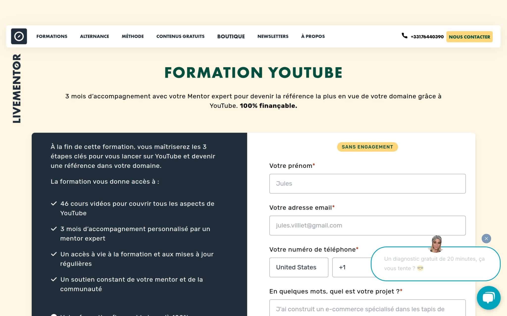Formation Youtube - Livementor