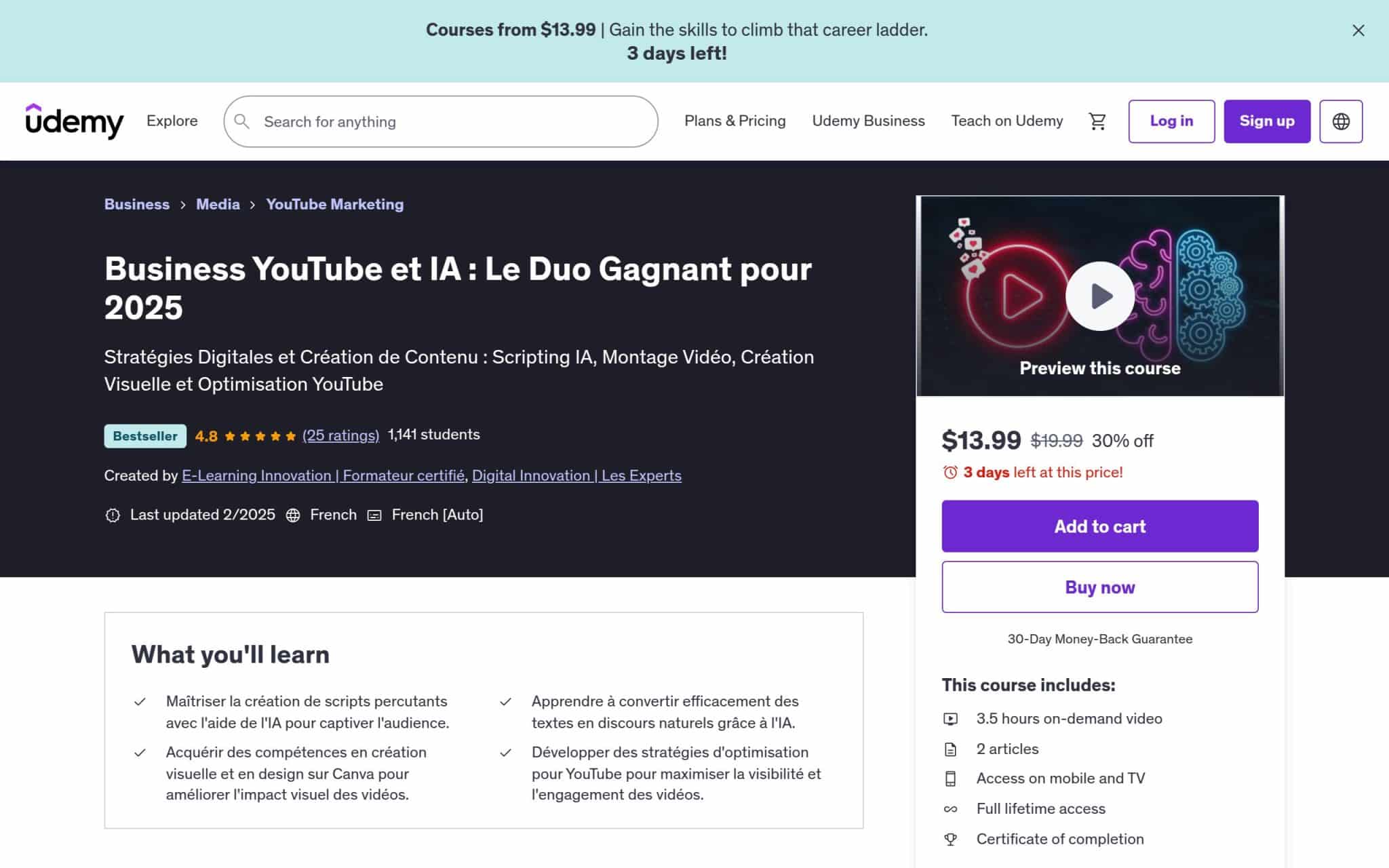 Business YouTube et IA : Le Duo Gagnant pour 2025 - Udemy