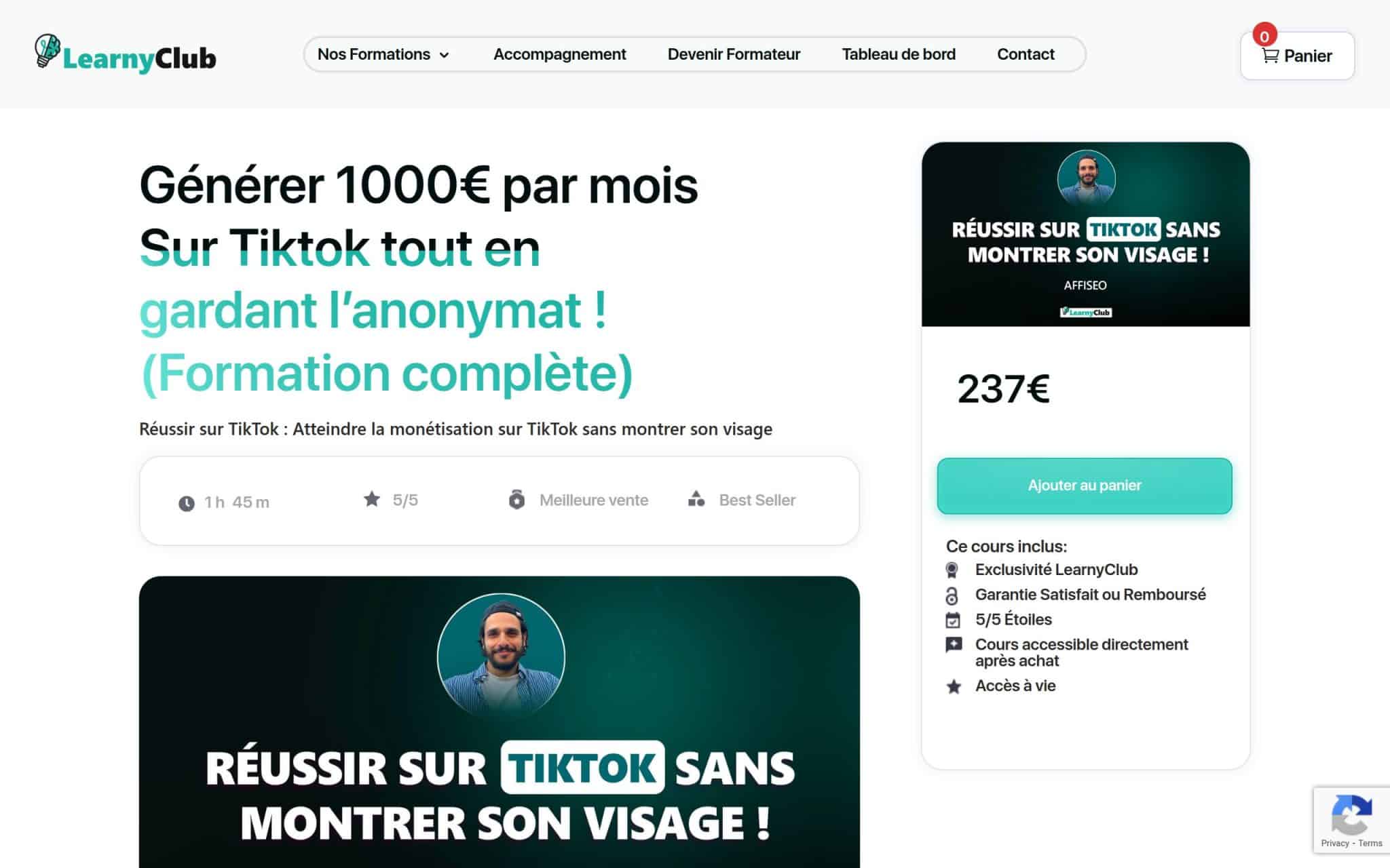 Formation Générer 1000€ par mois Sur Tiktok tout en gardant l’anonymat ! - LearnyClub