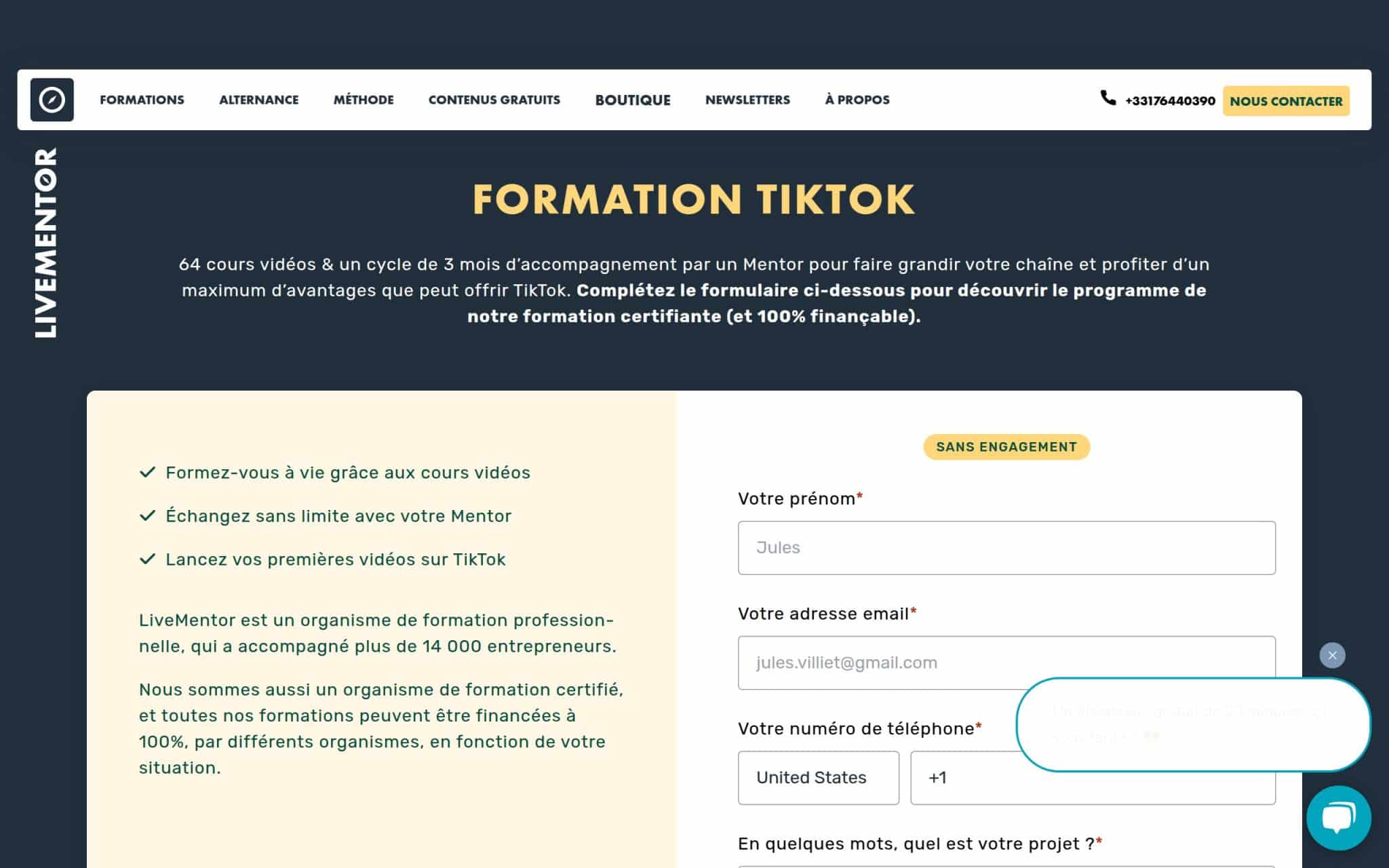 Formation Tiktok - Livementor