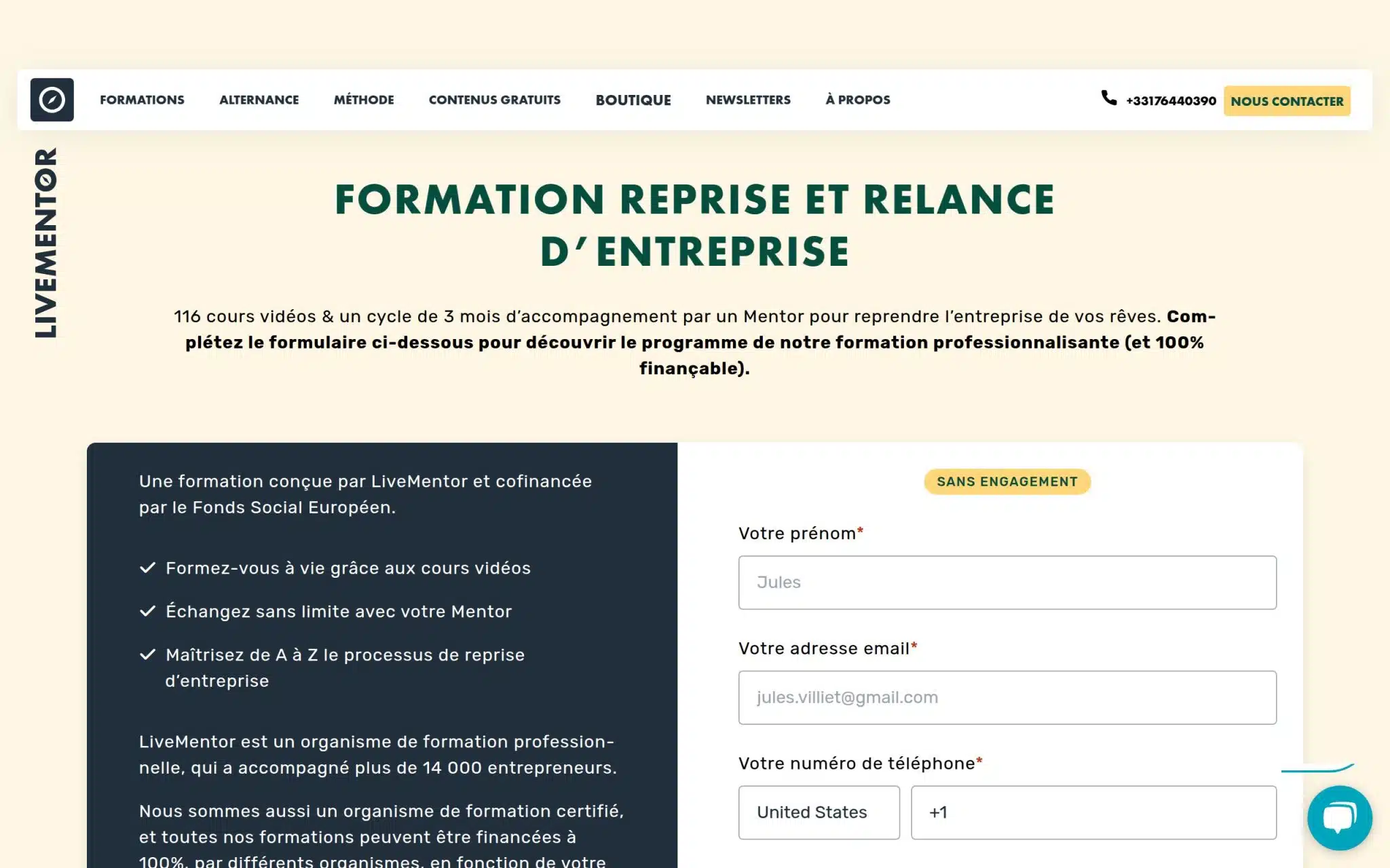 Formation Reprise et Relance dâEntreprise - Livementor