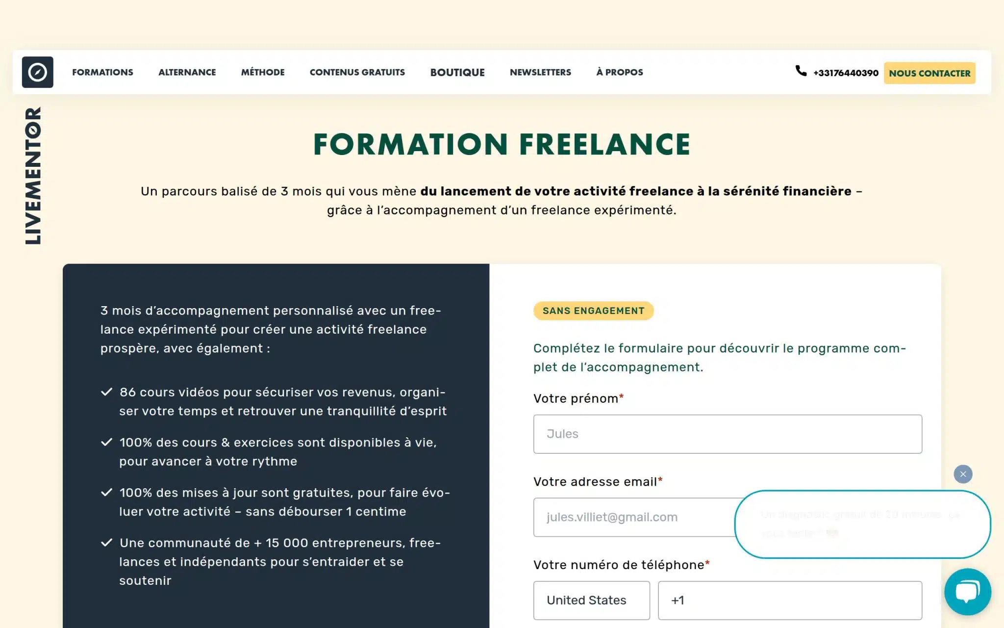 Formation Freelance - Livementor