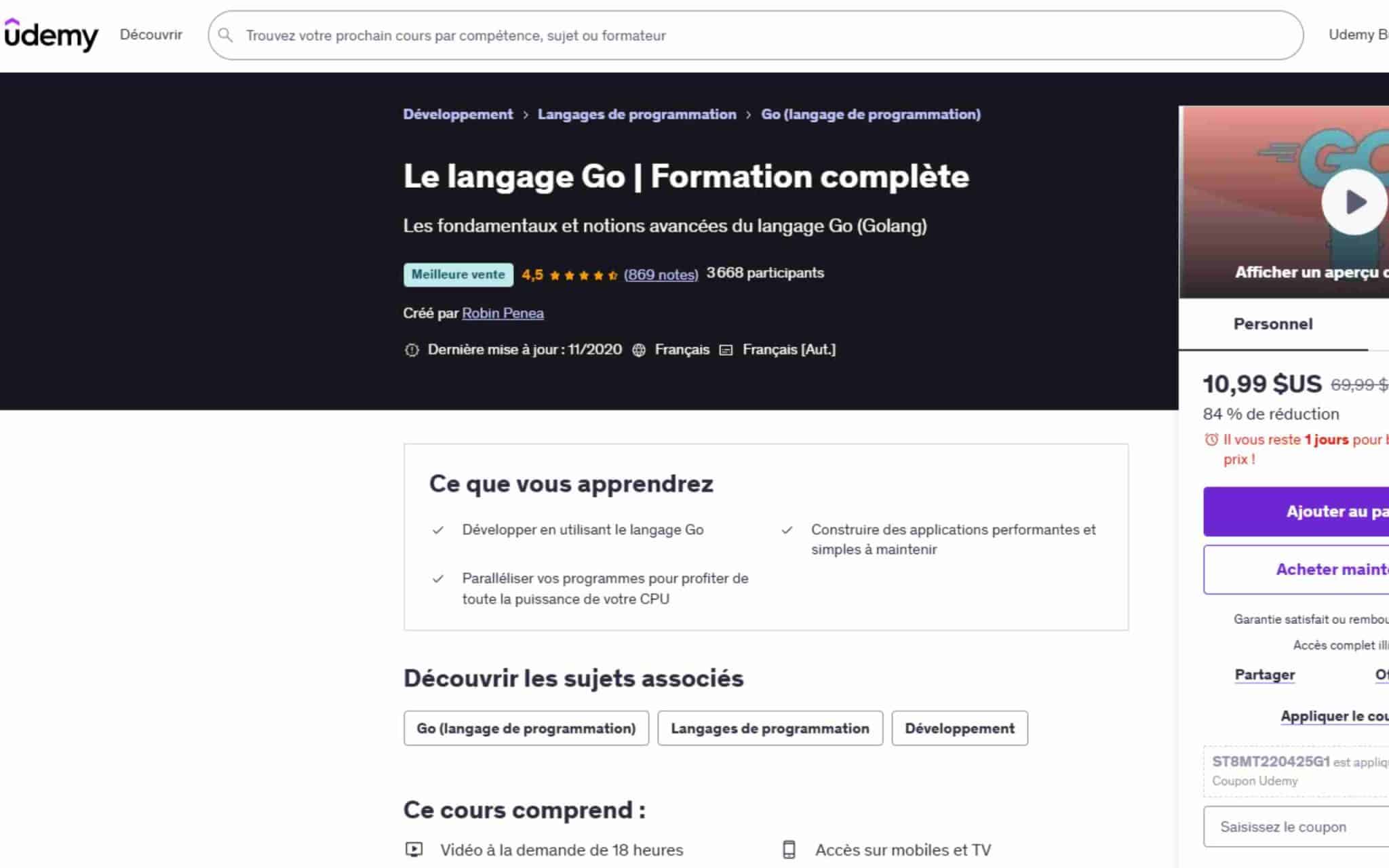 Le langage Go | Formation complĂšte - Udemy