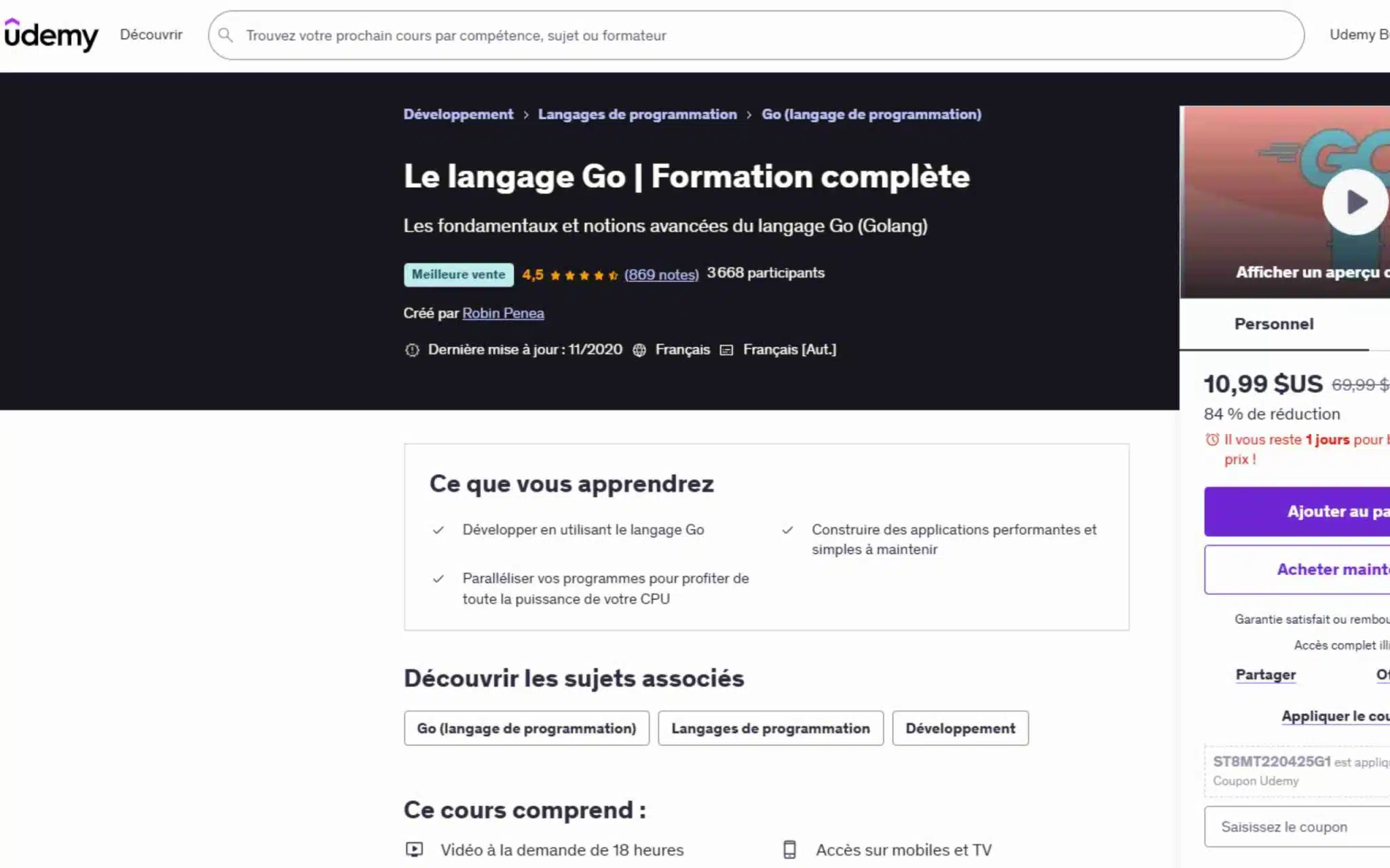 Le langage Go | Formation complĂšte - Udemy